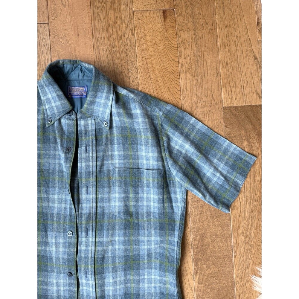 Pendleton Camp Shirt Vintage USA Wool Plaid Short Sleeve Americana Small